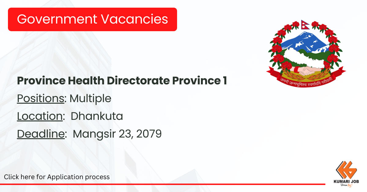 Previance Province Health Directorate Province 1 announces vacancies for multiple ...